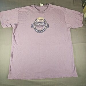 Vtg Perrin Armadillo Ale Brewing Company Texas T-Shirt Purple Large Distressed